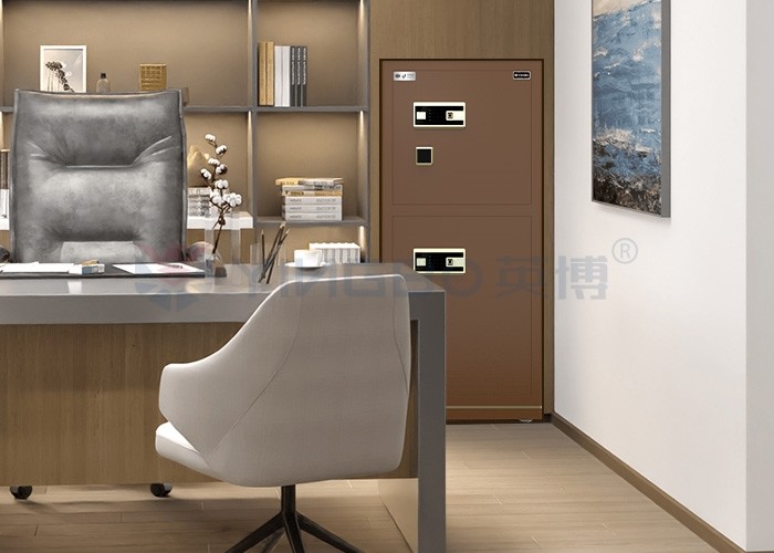 120kg Patented Bolts Dual Alarm Biometric Safe Box Fingerprint Lock YB/N7-150D Coffee