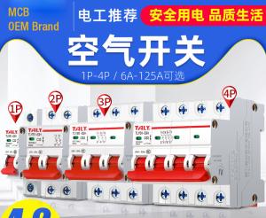 Wholesale OEM Miniature Circuit Breaker 6~63A, 80~125A, 1P,2P,3P,4P for Circuit Protection AC220~240V Application from china suppliers