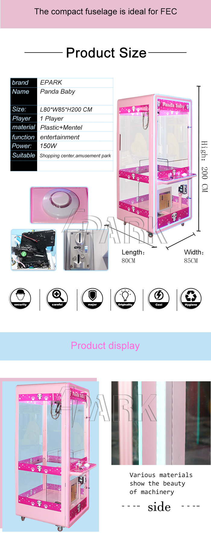 British Style 1 Player Toy Claw Crane Game Machine For Shopping Mall