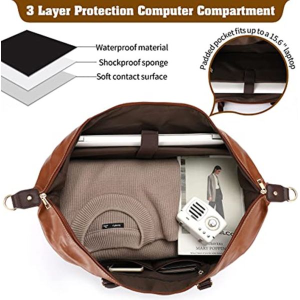 PU Leather Weekender Bag , Travel Duffel Bags With Shoe And Laptop Compartment