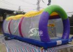Outdoor kids race tunnel inflatable obstacle course with sun cover on top