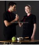 Short Sleeve Chef Uniform Tops Woman Man Cotton Fabric Breathable