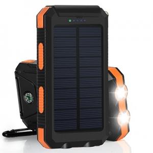 China Inbuilt Compass 8000mAh Polymer Battery IP67 Waterproof Solar Power Bank for Hiking on sale