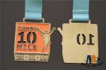 Antique Gold Finish Custom Sports Medals With Heat Transfer Ribon