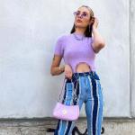 Fleece Knitted Short Sleeve Crop T Shirt