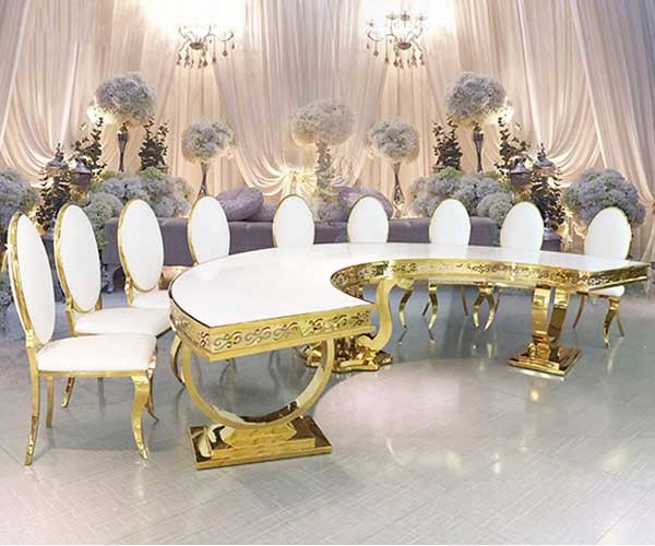 48 Inch 6 X 30 MDF Church Banquet Tables Half Moon Shape Top Luxury Steel