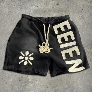 Wholesale Acid Wash Cotton Shorts Sun Faded French Terry Patch Embroidery Distresses Vintage from china suppliers