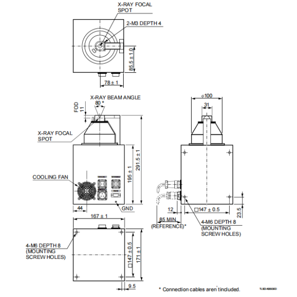 Dimensional Outline Diagram of 90 kV Microfocus X-ray Source