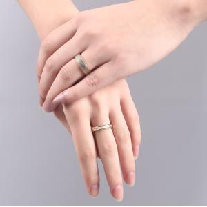 Wedding Stainless Steel Gold Couples Promise Rings 6mm Men And 4mm Women Third