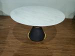 Leather Base Round 120cm Marble Top Dining Table