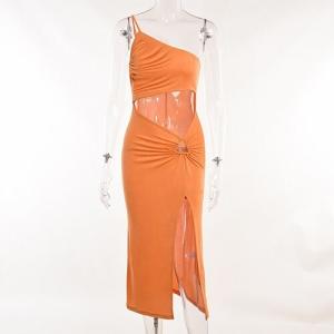 Wholesale OEM maufactory Holiday style shoulder hollow polyester sleeveless women's sexy skirt fashion hot girl slim skirt from china suppliers