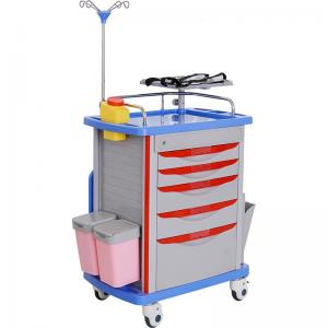 China Hospital ABS Medicine Crash Cart Drawers Emergency Medical Trolley on sale