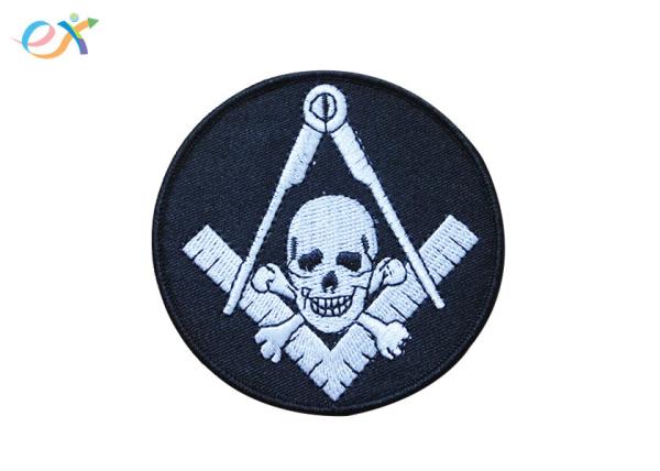 Polyester Background Material Motorcycle Leather Vest Patches Skull Shape