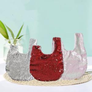 Wholesale DIY LOGO Sublimation Shiny Sequin Wrist Bag Walking Makeup Bag from china suppliers