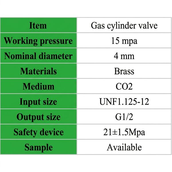 High Pressure Brass CO2 Cylinder Valve for Soda Machine Beverage Industrial Use 150Bar