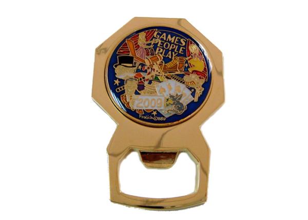 Zinc Alloy Games People Play Metal Bottle Opener With Removable Part, Gold