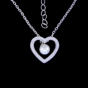 Wholesale Natural Pearl Drop Necklace Silver / Heart Pendant Necklace With Rhinestone from china suppliers