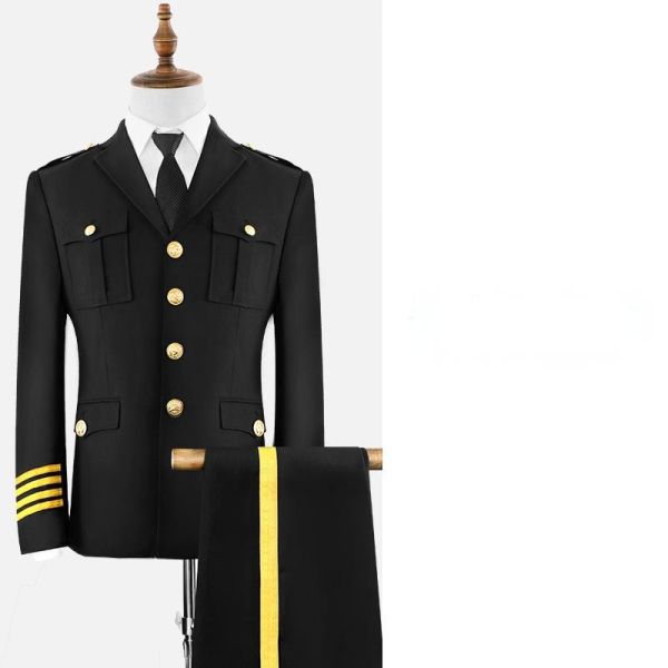 Formal Events Ceremonial Uniform Dark Blue Breathable With Gold Buttoned Jacket