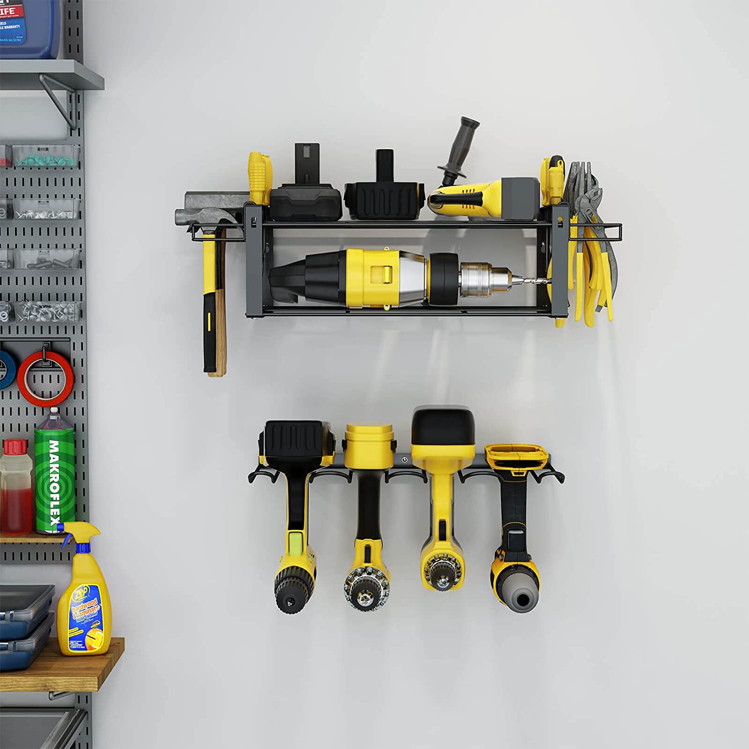 Garage Handheld Power Tool Organizer with Bolt Inserting Type in Rectangle Shape