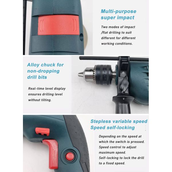 720W Corded Power Drill Drivers 28 Pcs Multi Speed For Wall Wood Metal