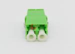 Green LC/APC Duplex SM Fiber Optic Adapter With Shutter , No Flange