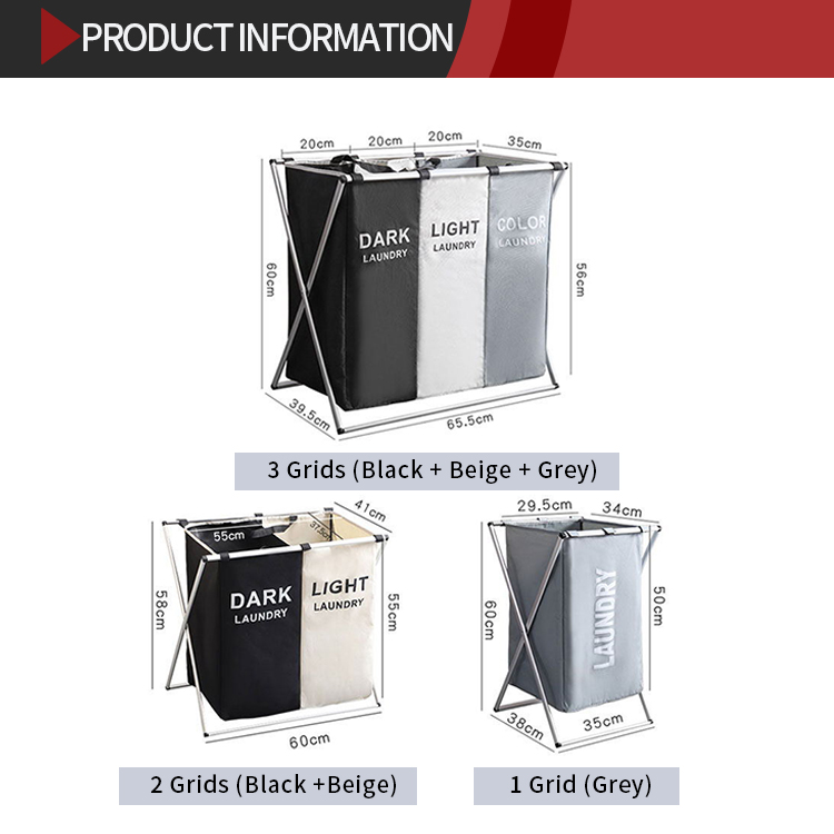 Three Bin Sortable Collapsible Laundry Hamper With Oxford Cloth Durable Eco Friendly