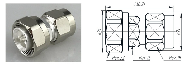 Rf coaxial connector Mini Din 4.3-10 straight male to N Male Adaptor