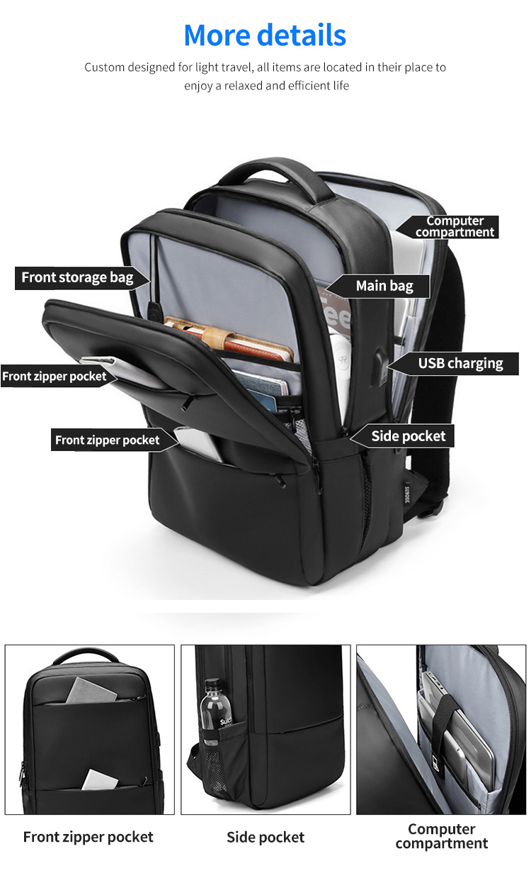 Custom logo design bagpack usb waterproof men bag backpack bag laptop backpack