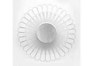 Wholesale Floral Wall Art Mirror Silver Layered Metal Frame Mirrored Wall Decor from china suppliers