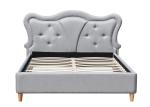 Nailhead Children Upholstered Bed Trim Grey Linen Button Tufted Curved Headboard
