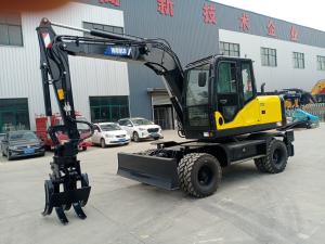 Wholesale China Mechanic Wheel Type Excavator With Grapple For Wood Or Grass from china suppliers