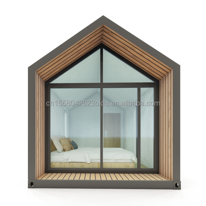 Modern Triangular Resort Hotel Prefab Container House with One Bed Bathroom Kitchen and Garden Features Sandwich Panel Door