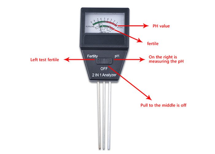 Plastic Farm Soil Testing Equipment 2 In 1 Fertility Tester With 3 Probes