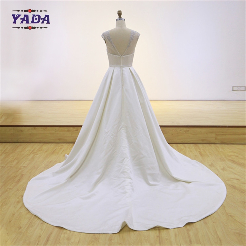 Elegant screen cloth embroidery satin floor-length a-line sweetheart pattern wedding gown bridal dress