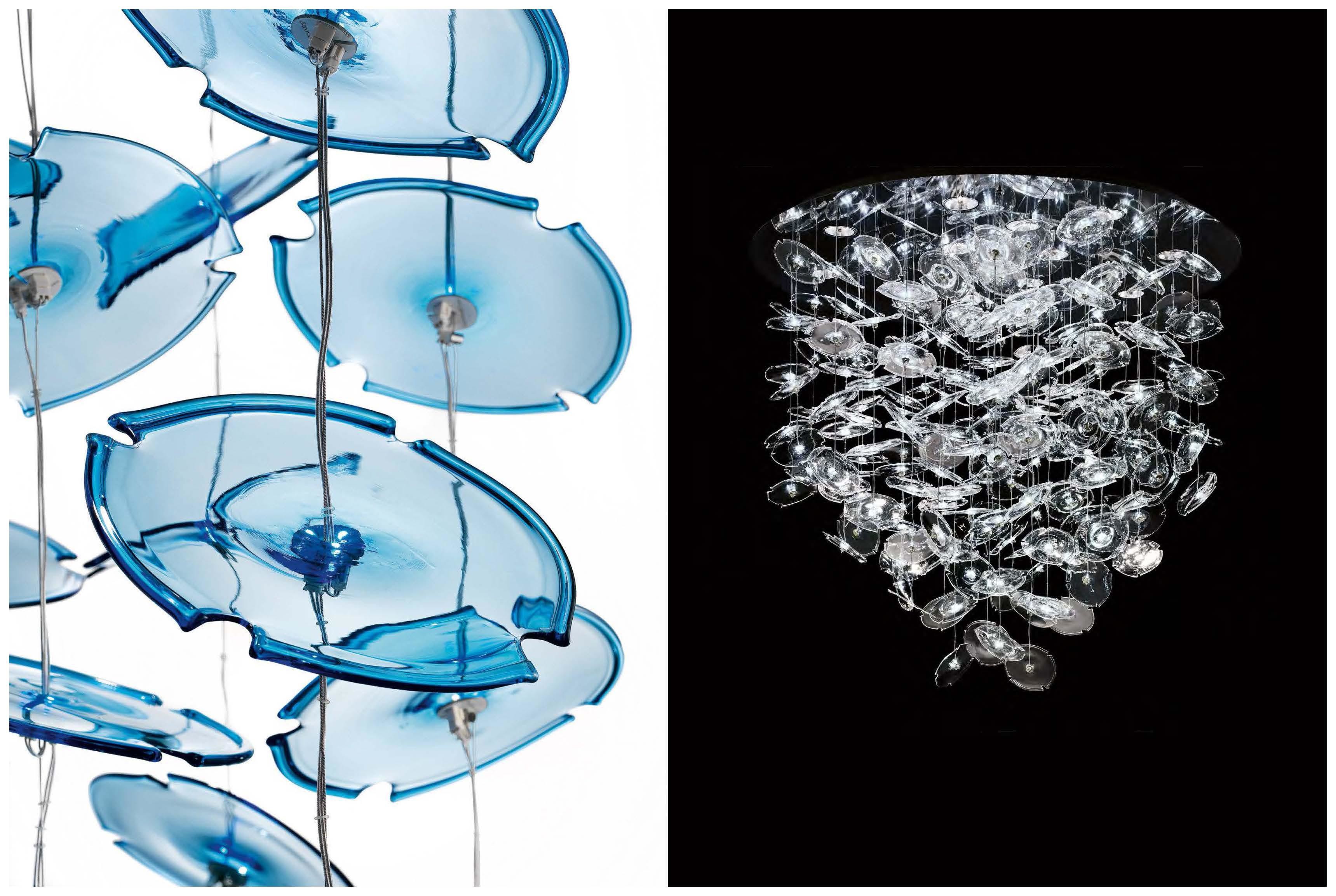 Custom Creative Glass Chandeliers Clear Or Colourful LED Lamp Source