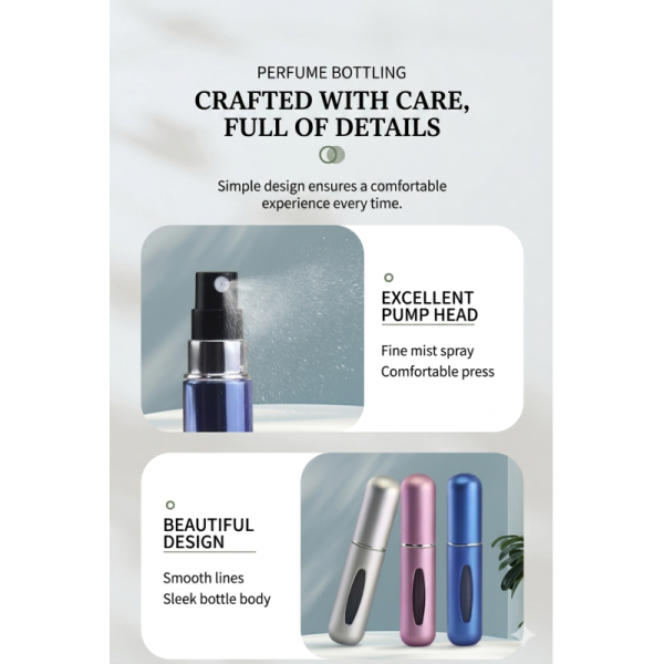 5ml Portable Bottom-Refill Perfume Atomizer – Leak-Proof Aluminum Travel Spray Bottle for Fragrance