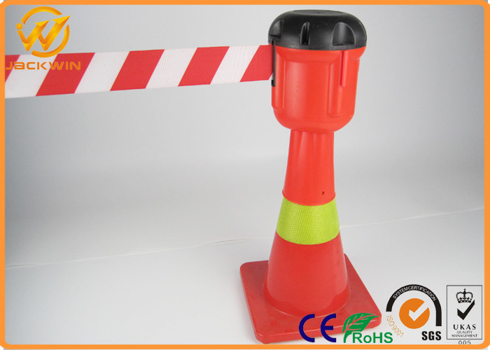 Road Traffic Management Cones Topper 9 Meters White / Red Plastic Retractable Belt
