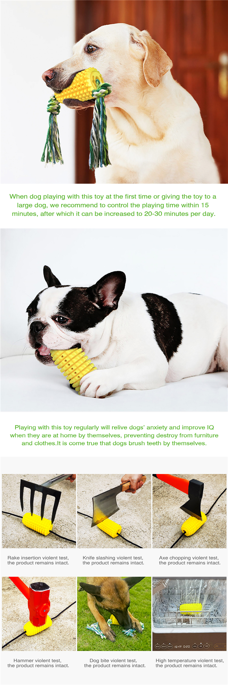 7.58 OZ Corn Molar Stick Pet Chewing Toy TPR Toner Rope Material