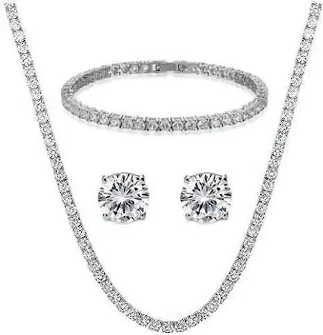 925 Sterling Silver Link Bracelet Set With Stud Earrings Silver Jewelry Set 18