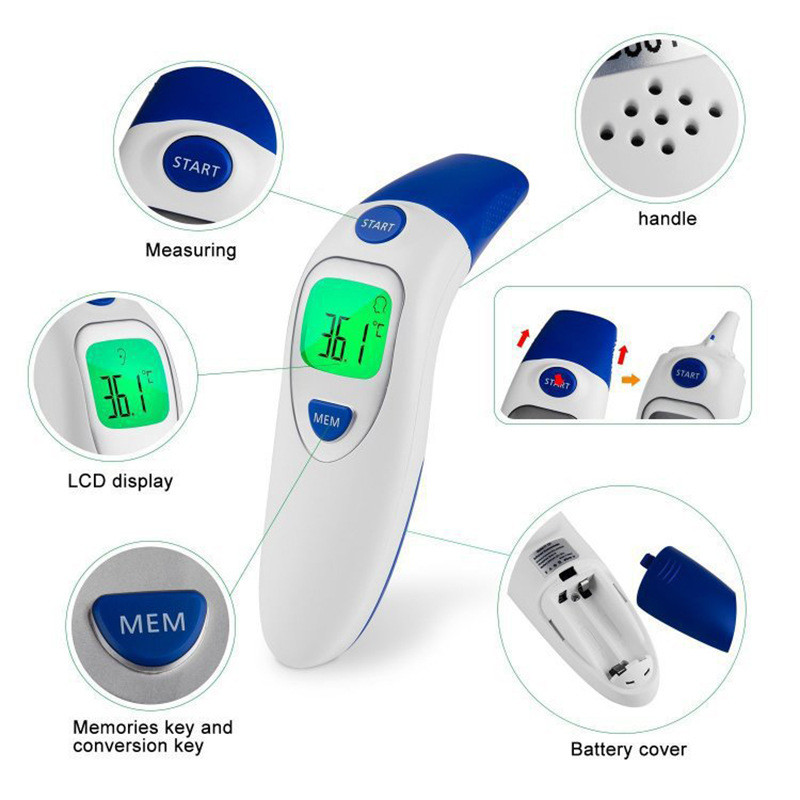 CE FDA Medical Forehead And Ear Thermometer Infrared Thermometer For Adults