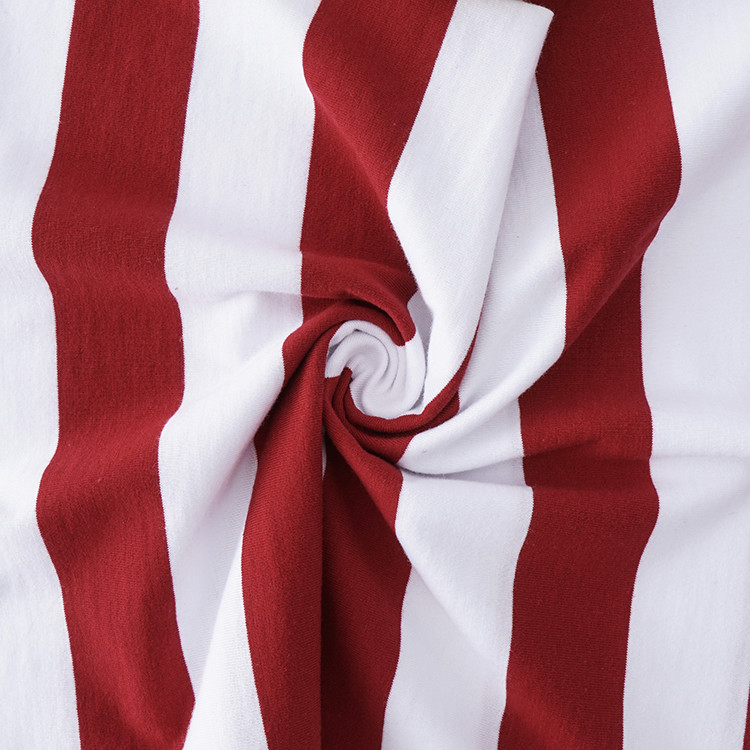 High-End Fabric Breathable And Pure Cotton Comfortable Striped Cotton Fabric For T-Shirt