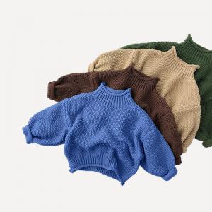Wholesale Custom Baby Turtleneck Sweater Hand Knitted Cotton Pullover Chunky Sweater from china suppliers