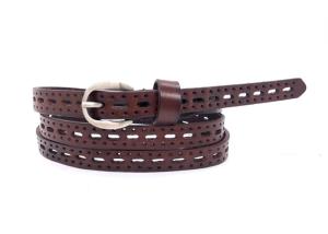 Wholesale Elegant Hollow Brown Leather Belt For Girls With Pin Buckle Soft Breathable from china suppliers