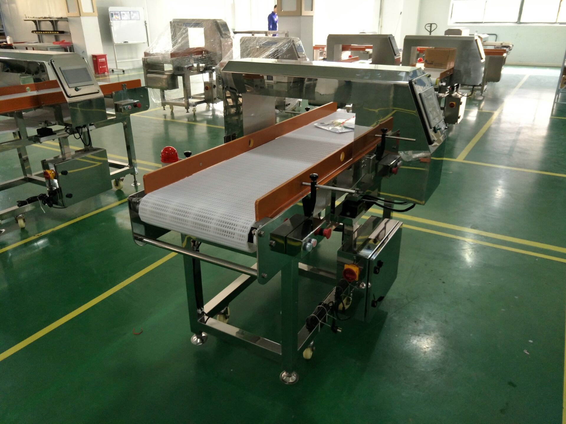 New metal detector (touch screen, support USB,plastic chain belt) for food product or packed product