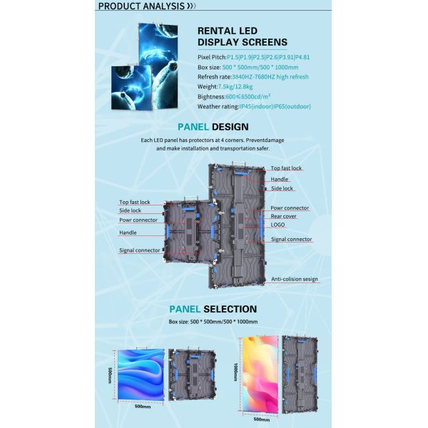 Concert Stage Rental LED Display Screen with HD Full Colour and 2.976mm Pixel at 500*500/500*1000mm Panel Size