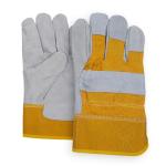 White Yellow Leather Cowhide Gloves Wear Resistant Leather Safety Work Gloves