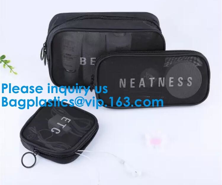Amazon Wholesale Hanging Toiletry Make Up Transparent Bag Organizer Elastic Mesh Pouch Ladies Cosmetic Case Travel Makeu