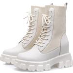 Breathable Chunky Rubber Soles Ladies Flat Boots moccasin style Lace Up