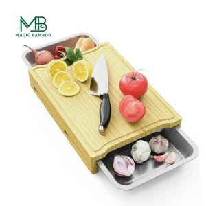 Wholesale Logo Customized Logo Acceptable Large Bamboo Wood Cutting Board Set with Containers from china suppliers