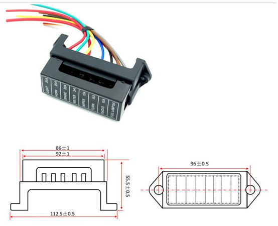 Standard PA66 Car Fuse Block 40mm Width 12V In Line Fuse Holder 2 Input 12 Output